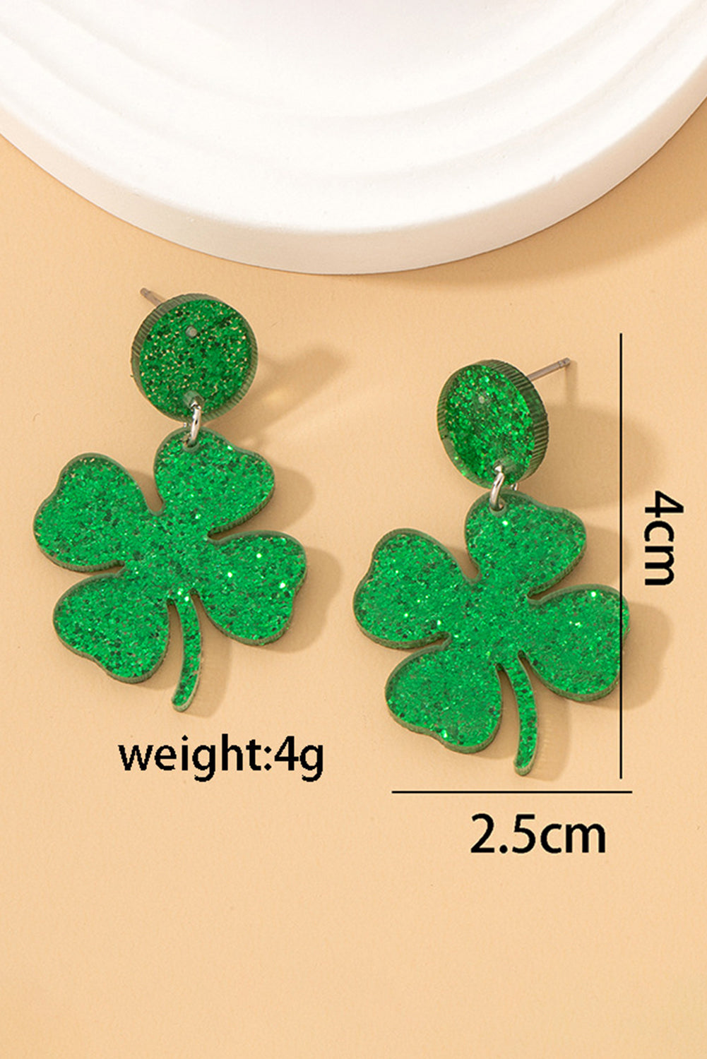 Blackish Green St Patricks Shamrock Shape Stud Earrings Jewelry JT's Designer Fashion