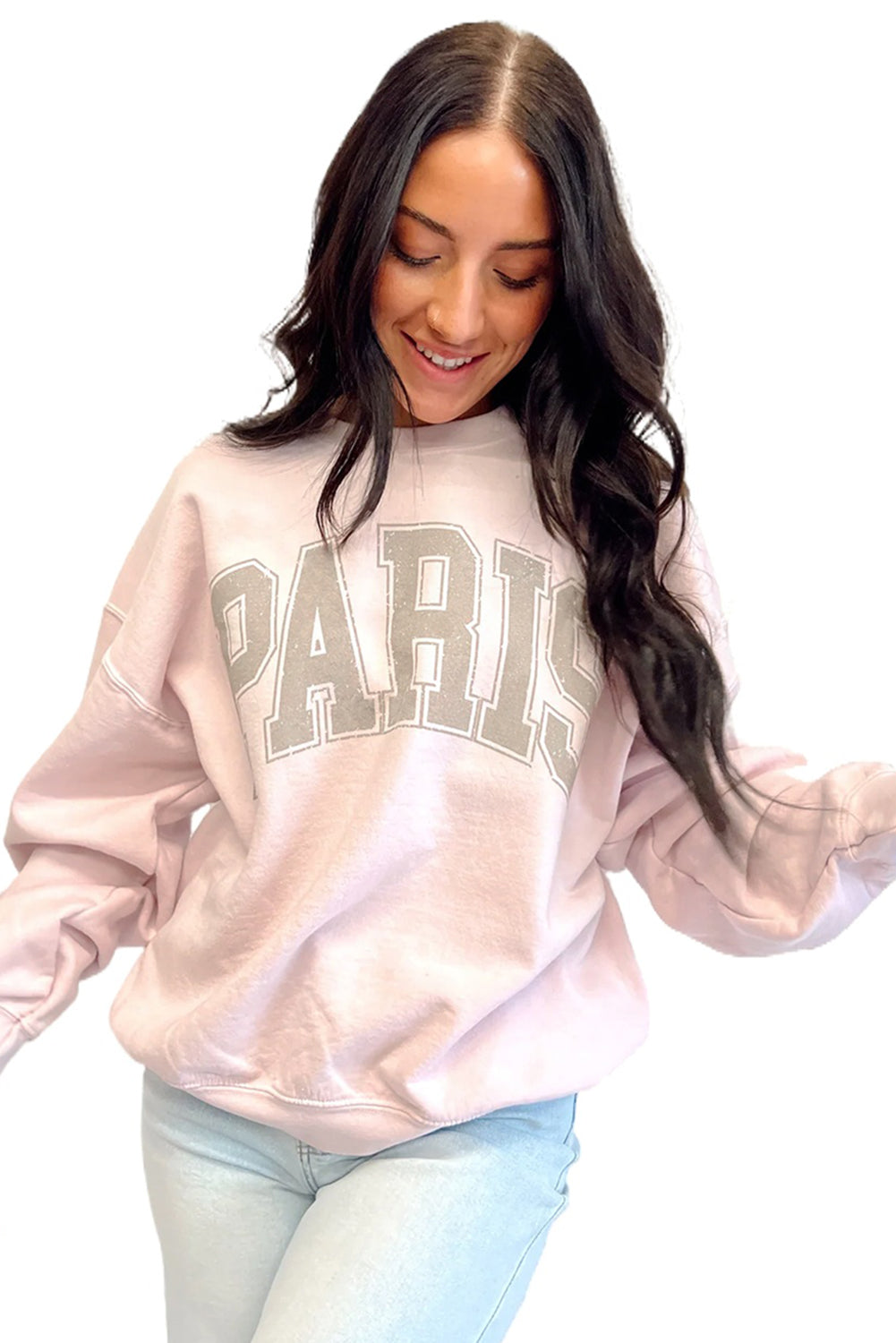 Pink PAIRS Graphic Oversized Sweatshirt Sweatshirts & Hoodies JT's Designer Fashion