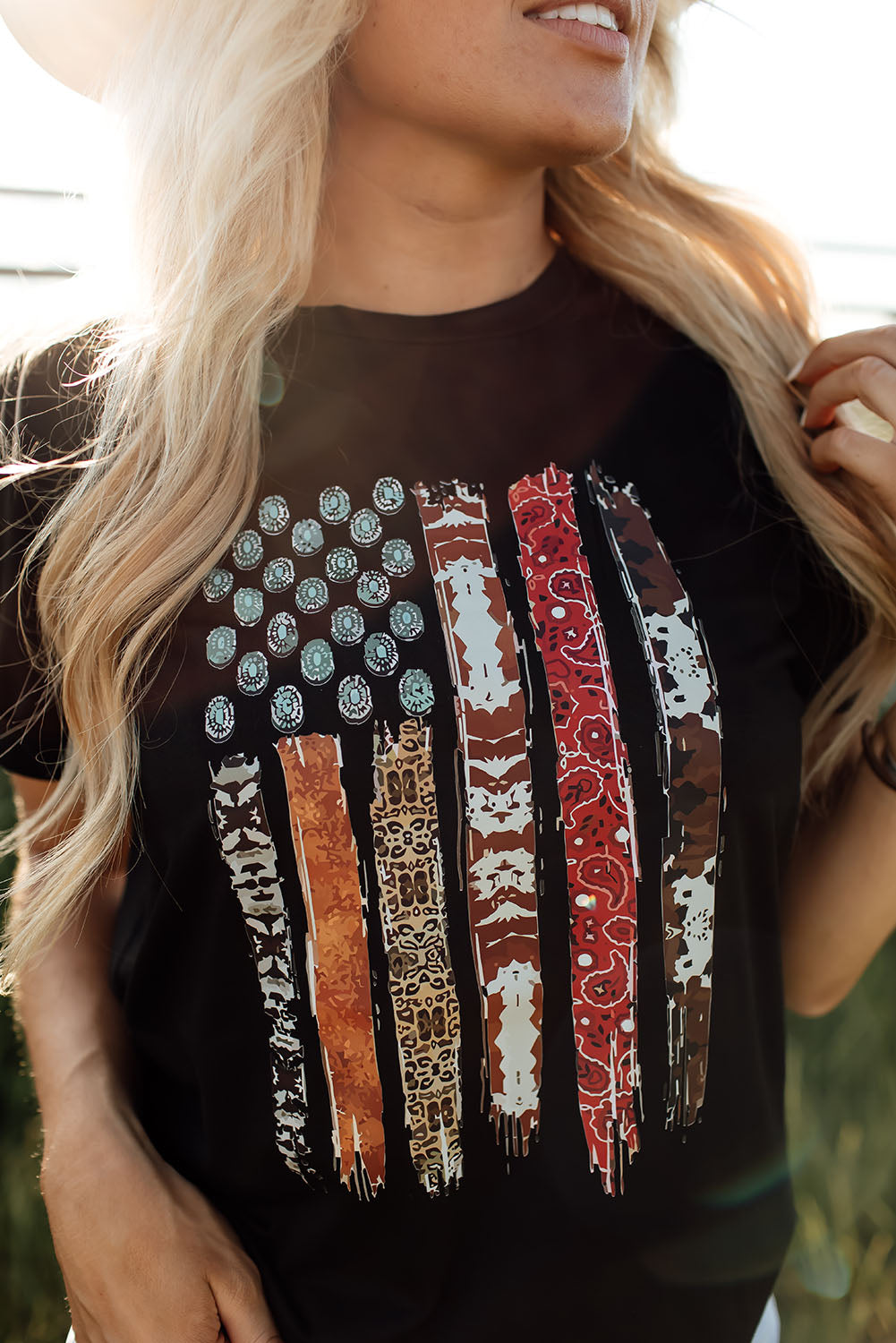 Black Western American Flag Graphic Tee Graphic Tees JT's Designer Fashion