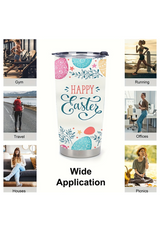 White HAPPY EASTER Insulated Stainless Steel Tumbler Cup Tumblers JT's Designer Fashion