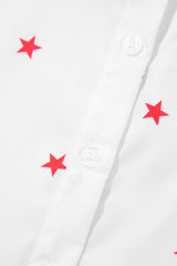 White Red Little Stars Printed Loose Half Sleeve Shirt Pre Order Tops JT's Designer Fashion