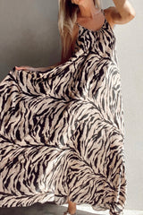 Black Abstract Print Open Back Boho Loose Maxi Sundress Black 100%Polyester Maxi Dresses JT's Designer Fashion