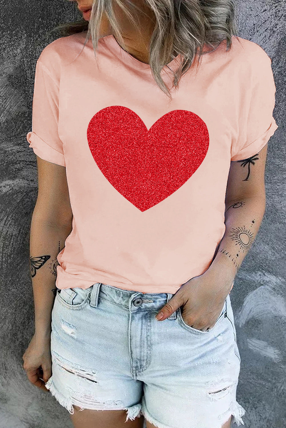 Pink Valentine Heart Graphic Tee Graphic Tees JT's Designer Fashion