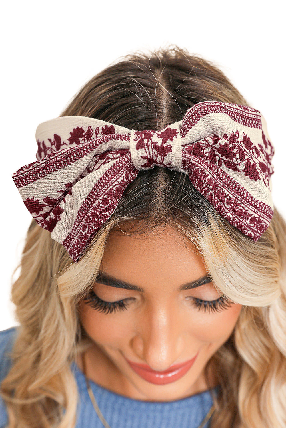 Coral Retro Floral Vine Printed Bow Knot Headband Headwear JT's Designer Fashion