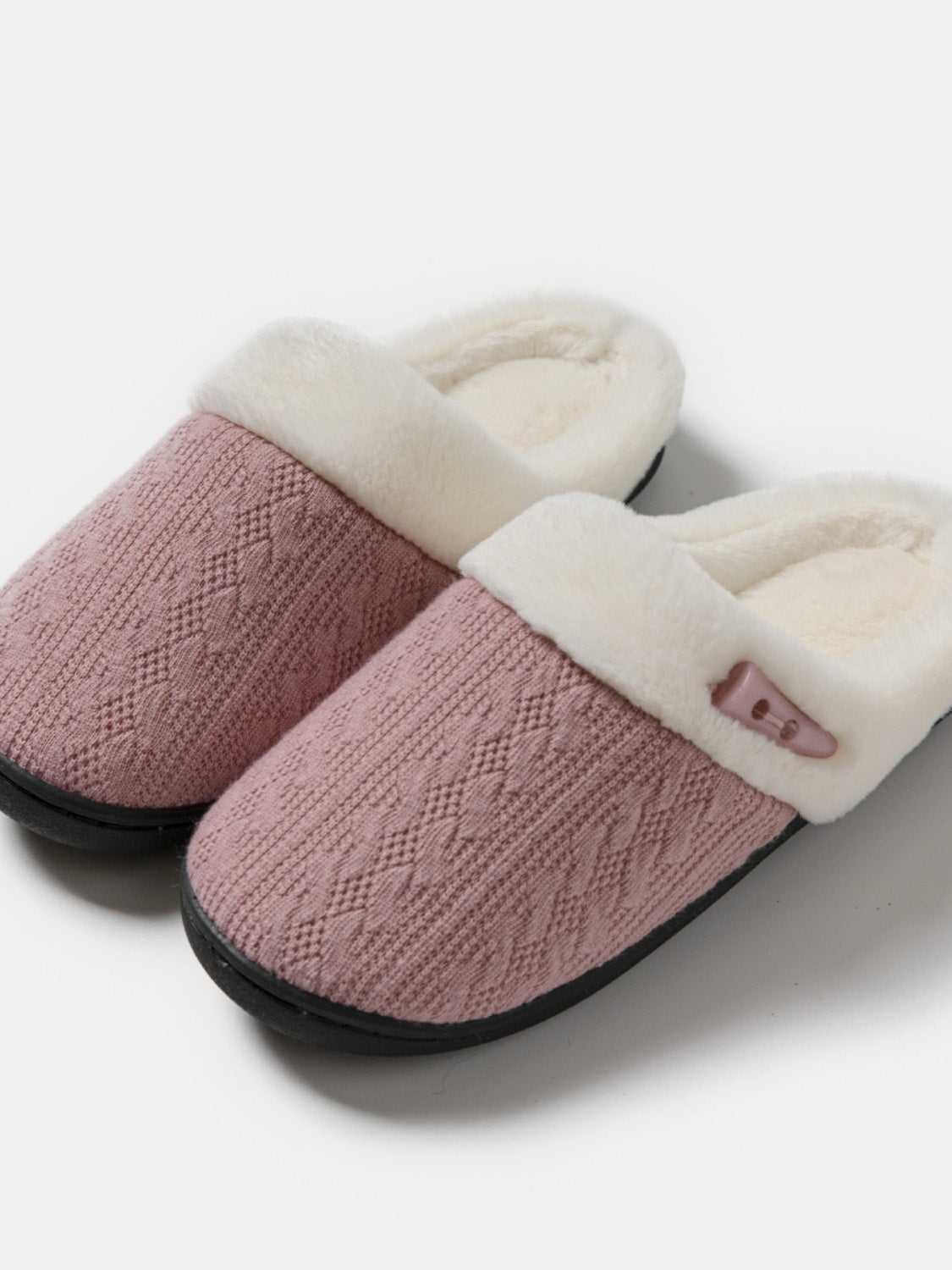 Horn Buckle Furry Texture Flat Slippers Slippers JT's Designer Fashion