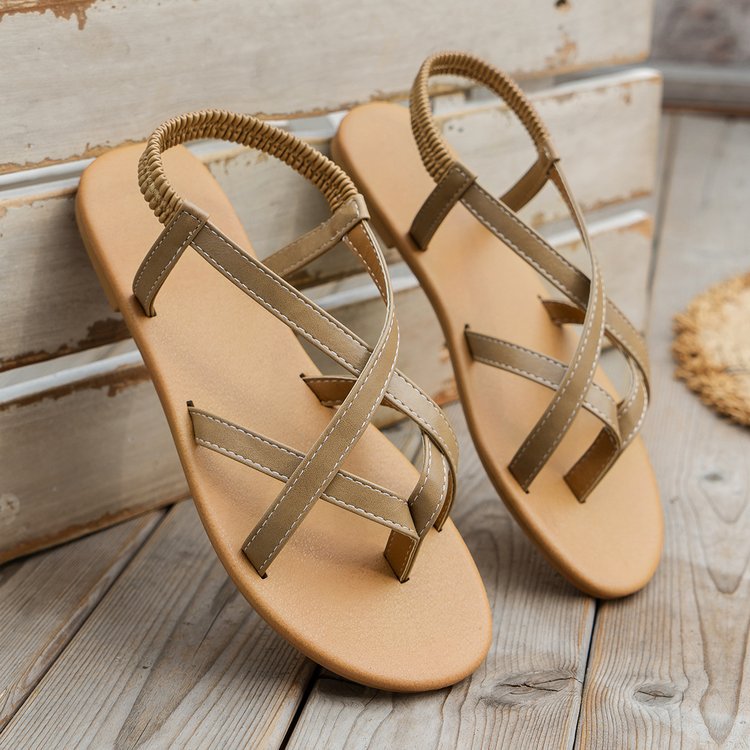 Leather Crisscross Flat Sandals Sandals JT's Designer Fashion