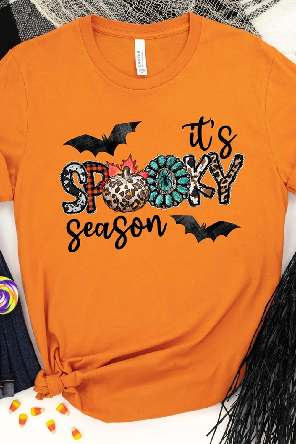 Orange It's Spooky Season Graphic T Shirt Graphic Tees JT's Designer Fashion