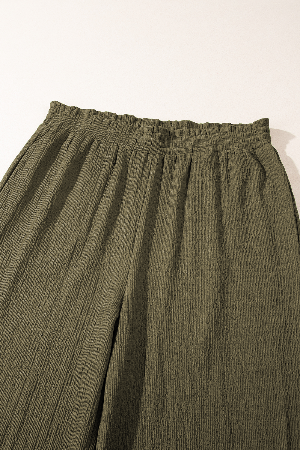 Jungle Green Plus Size Textured Shirred High Waist Casual Pants Plus Size Bottoms JT's Designer Fashion