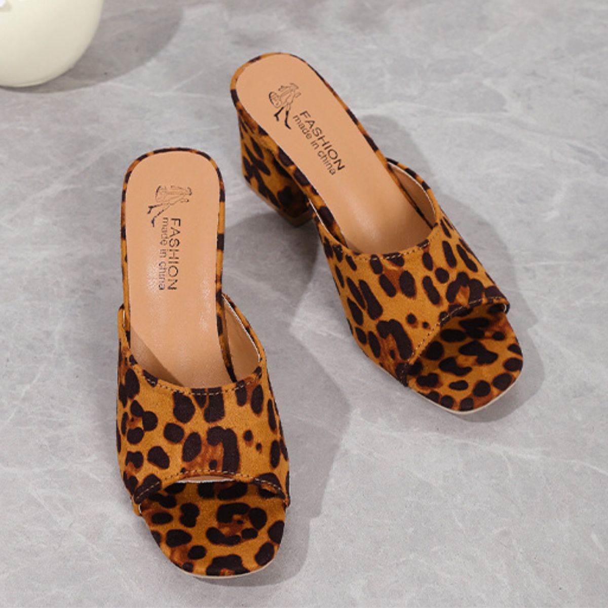 Leopard Block Heel Suede Sandals Sandals JT's Designer Fashion