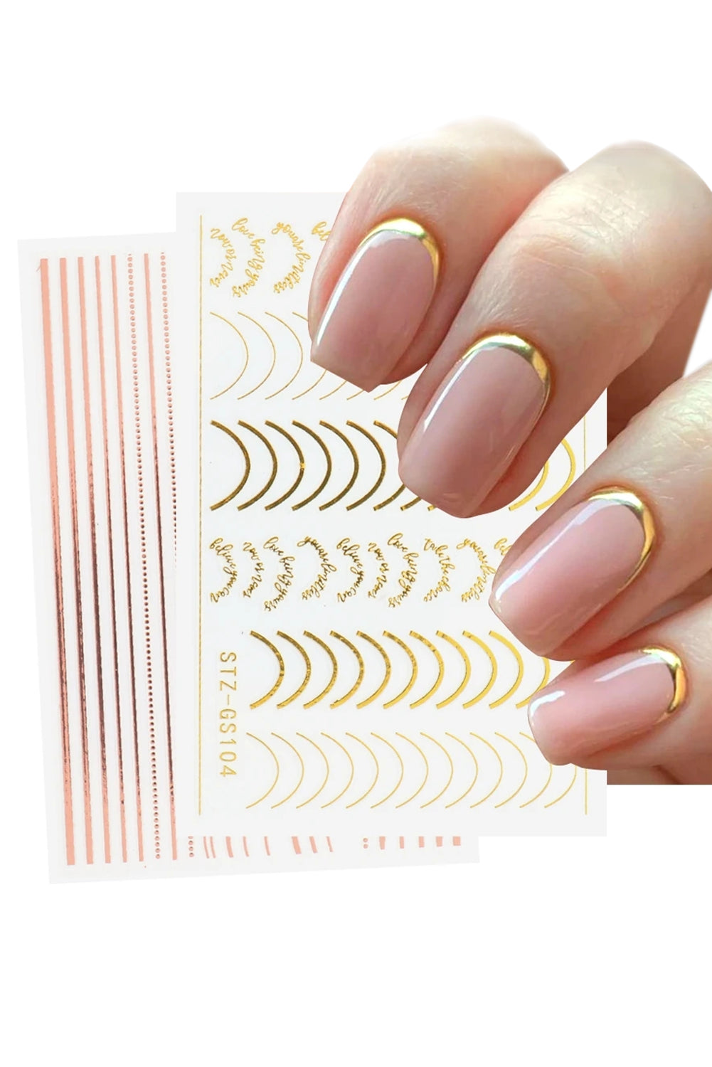 Gold Metallic Stripes Letters Nail Stickers Other Accessories JT's Designer Fashion