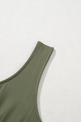 Four Leaf Clover Sleeveless Scoop Neck Flared Split Midi Dress Midi Dresses JT's Designer Fashion