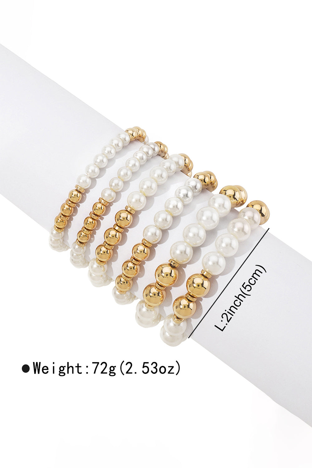 White 5pcs Pearl Beaded Bracelet Set Jewelry JT's Designer Fashion