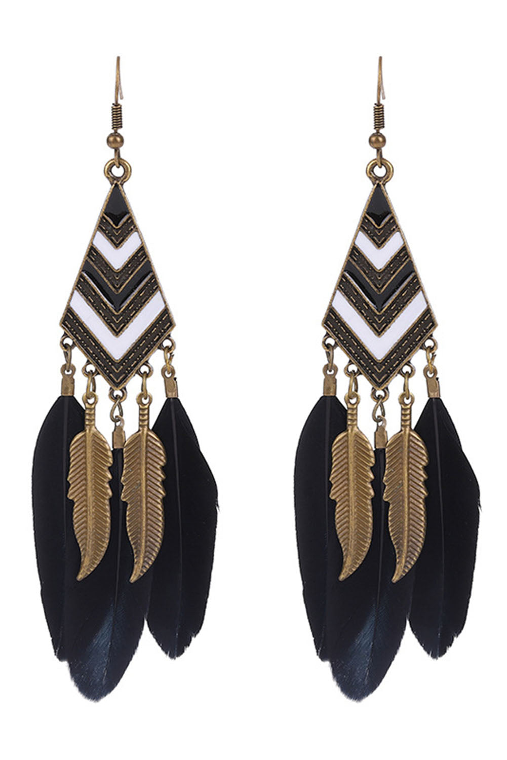 Vintage Bohemian Feather Earrings Jewelry JT's Designer Fashion