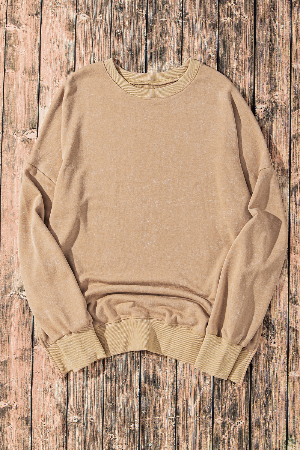 Khaki Drop Shoulder Ribbed Trim Oversized Sweatshirt Sweatshirts & Hoodies JT's Designer Fashion