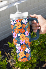 Ashleigh Blue Flower Print Handle Large Thermal Tumbler 40oz Tumblers JT's Designer Fashion