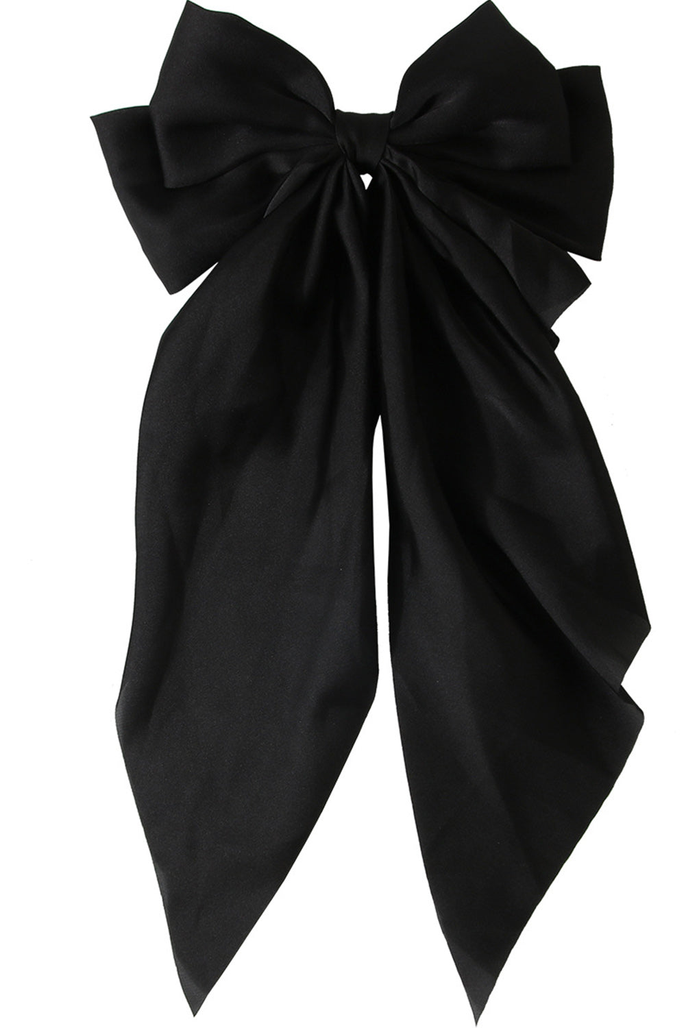 Black Oversized Ribbon Bowknot Satin Hair Clip Headwear JT's Designer Fashion