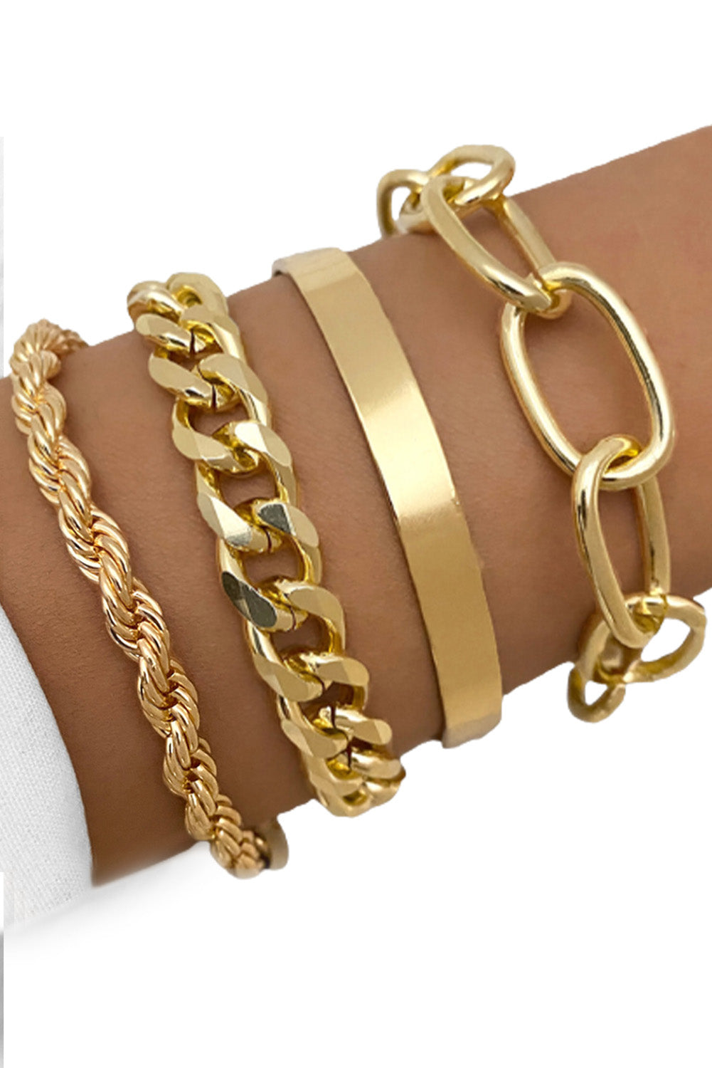 Gold 4pcs Chain Bracelet Set Jewelry JT's Designer Fashion