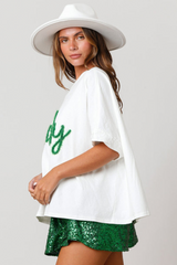 White Lucky Tinsel Graphic St Patrick Fashion Tee Graphic Tees JT's Designer Fashion