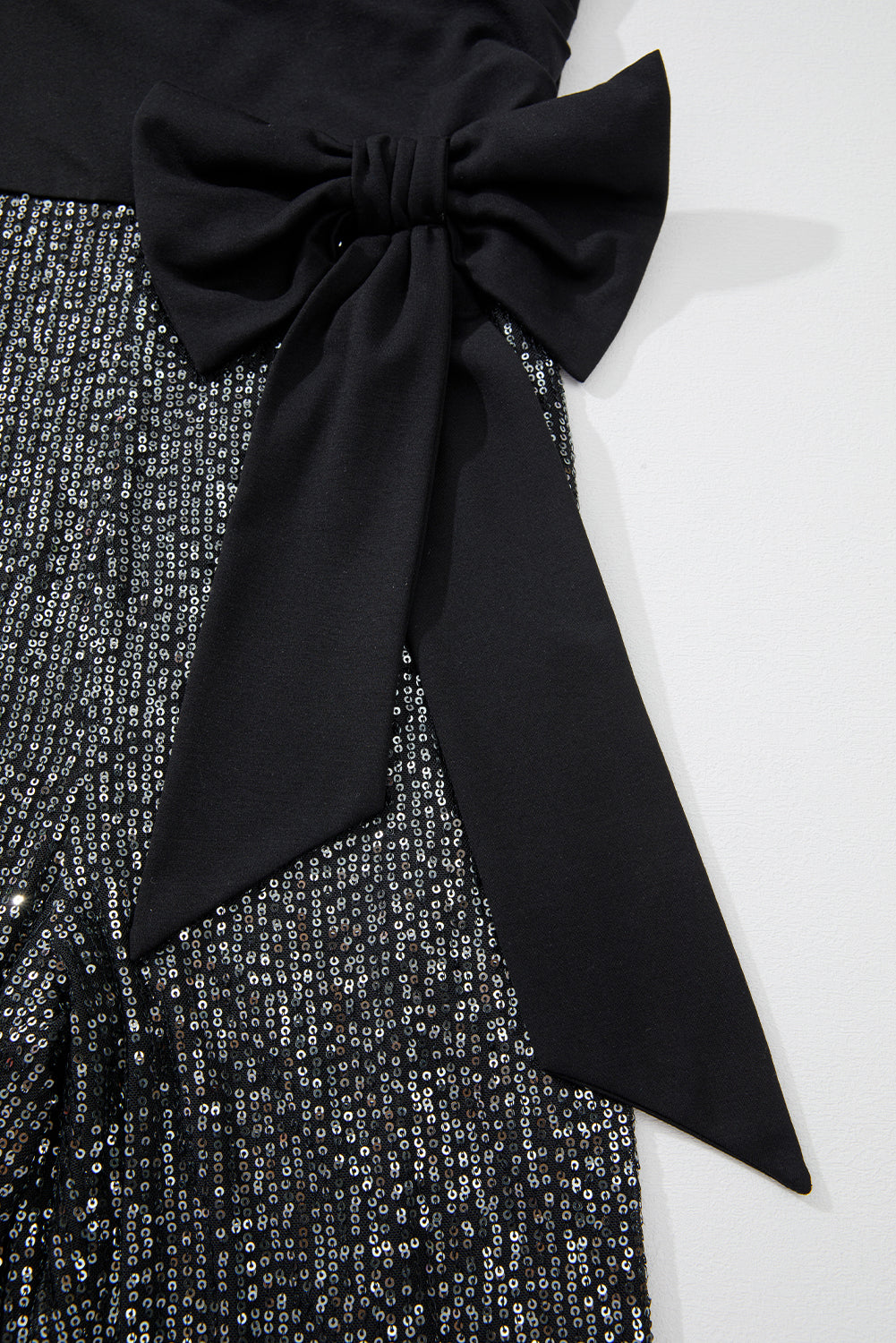 Black Sequined Tube Top Waist Knot Wide Leg Jumpsuit Jumpsuits & Rompers JT's Designer Fashion