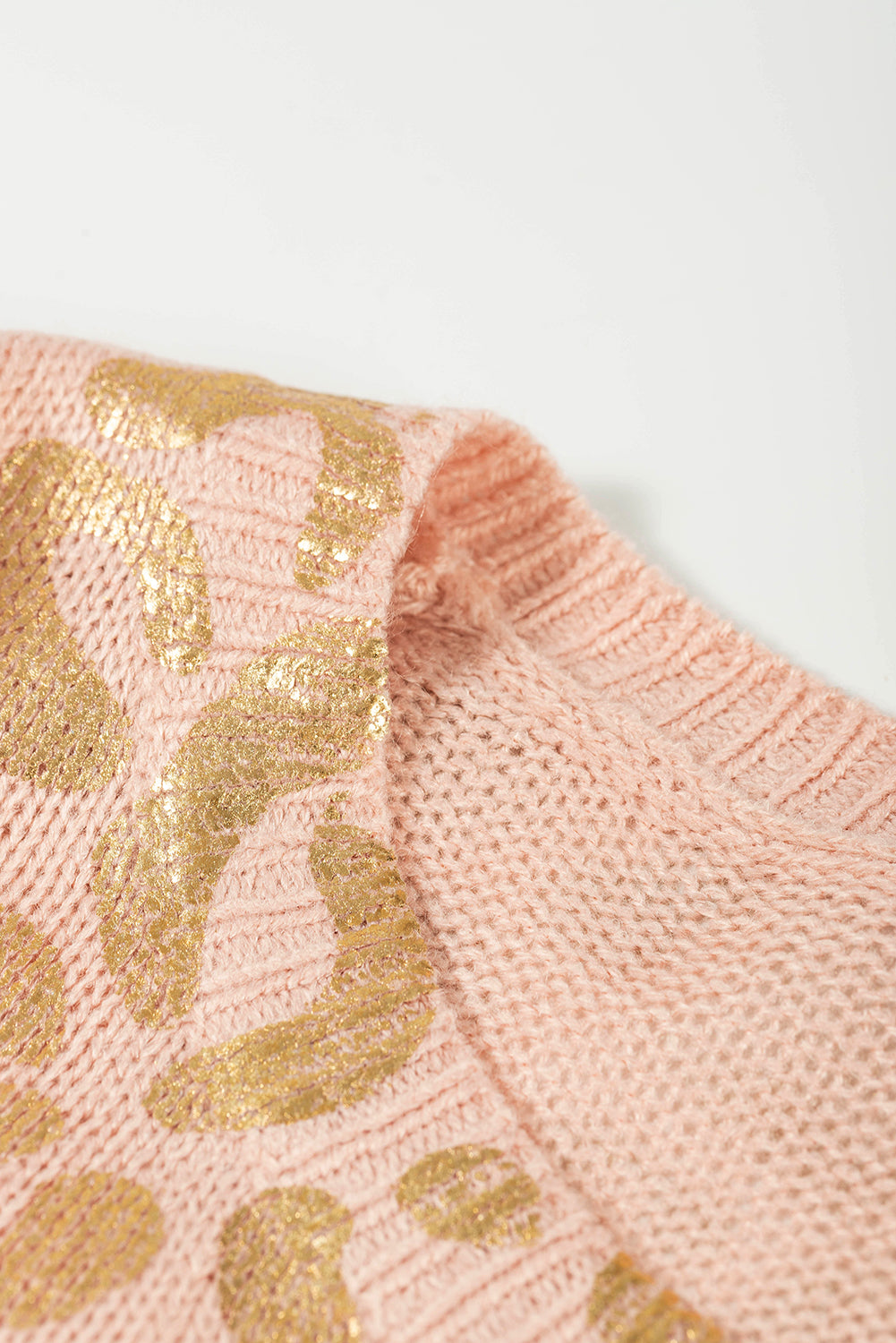 Apricot Glitter Leopard Print Puff Sleeve Sweater Sweaters & Cardigans JT's Designer Fashion