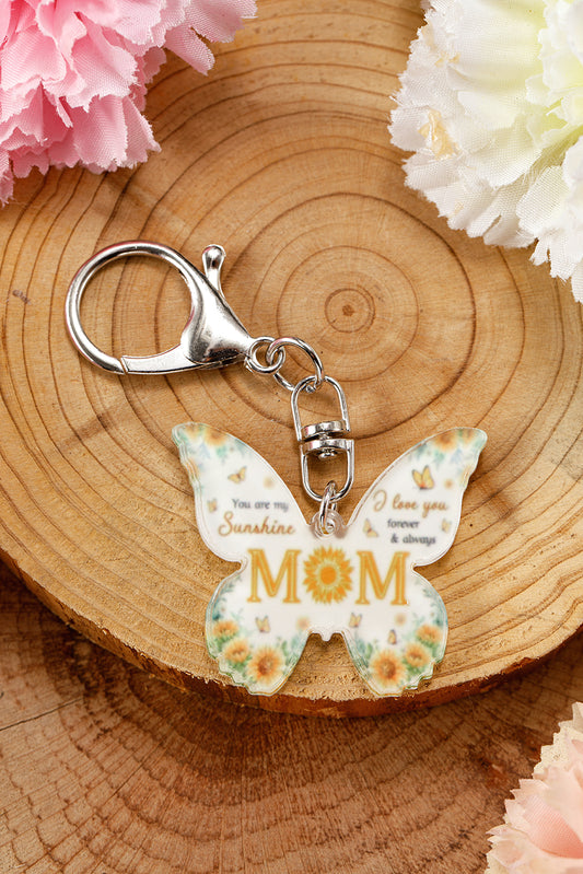 Yellow MOM Butterfly Shape Acrylic Keychain Other Accessories JT's Designer Fashion