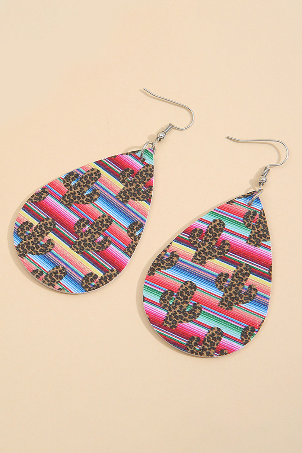 Multicolor Serape Leopard Cactus Tear-drop Earrings Jewelry JT's Designer Fashion