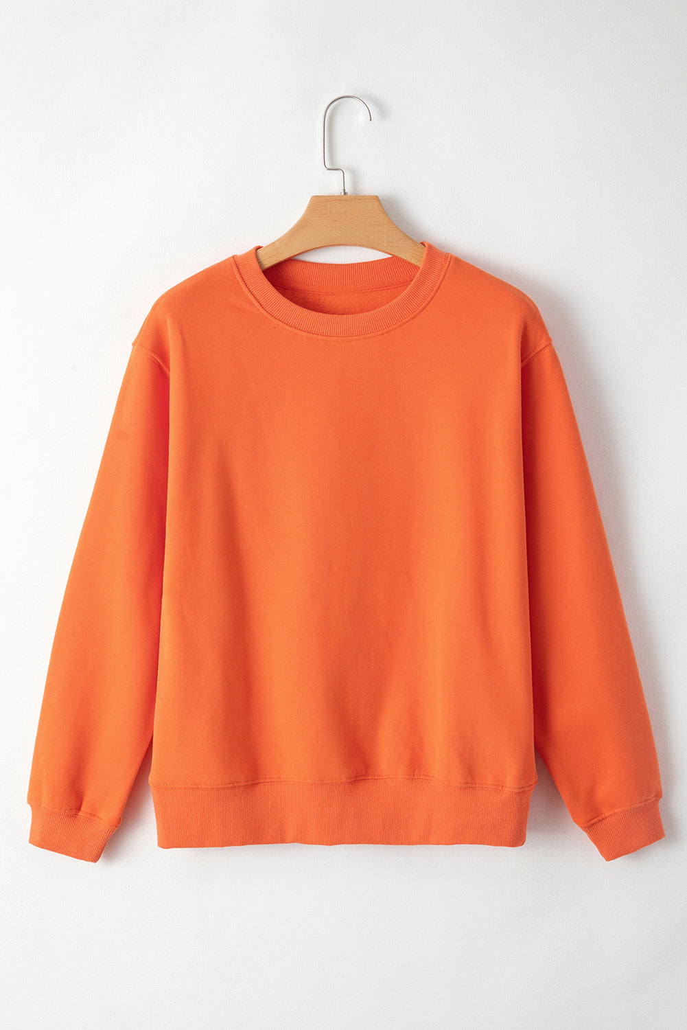 Russet Orange Solid Fleece Lined Drop Shoulder Terry Sweatshirt Sweatshirts & Hoodies JT's Designer Fashion