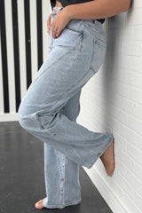 Beau Blue Light Wash Exposed Seam Plus Size Jeans Plus Size Bottoms JT's Designer Fashion