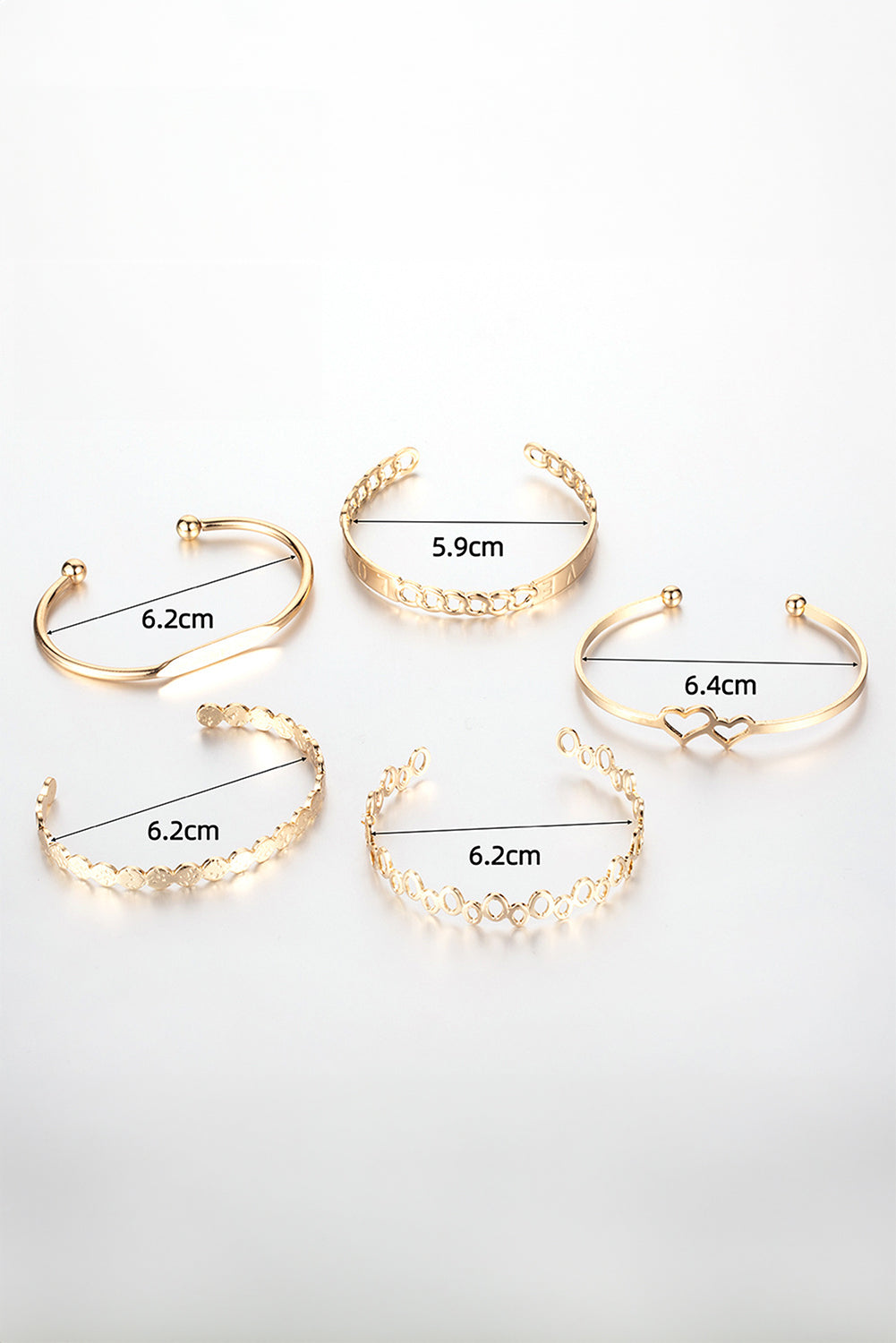 Gold Plated Valentines Bracelet 5pcs Set Jewelry JT's Designer Fashion