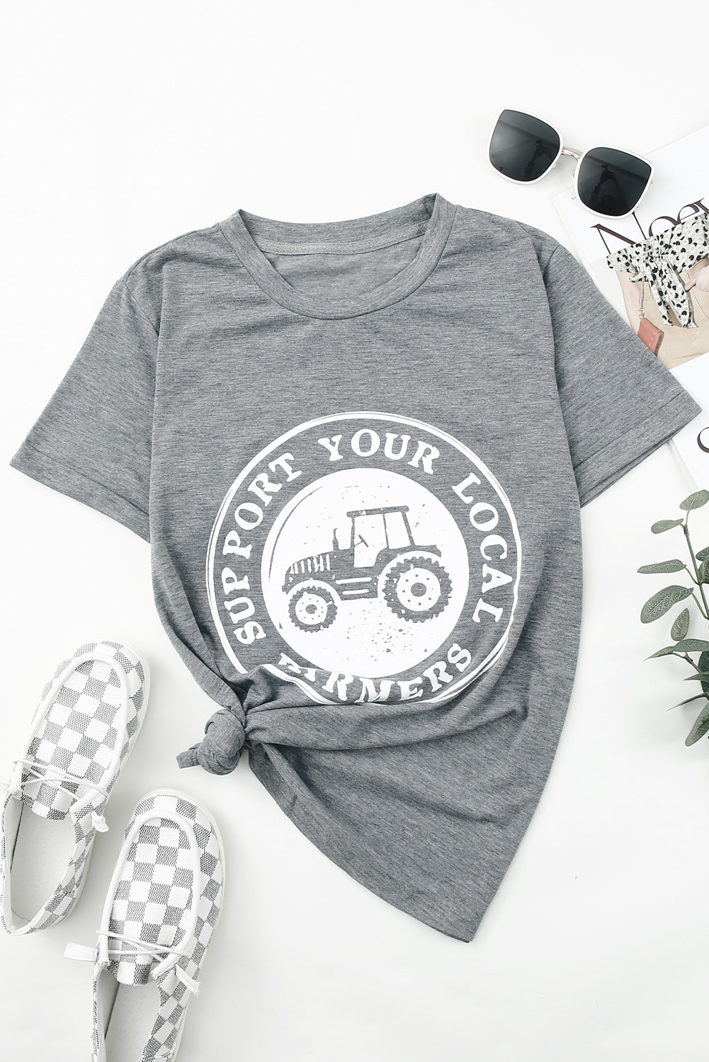 Gray SUPPORT YOUR LOCAL FARMERS Graphic Tee Graphic Tees JT's Designer Fashion