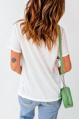 White Western Boots Flower Print Round Neck T Shirt Graphic Tees JT's Designer Fashion