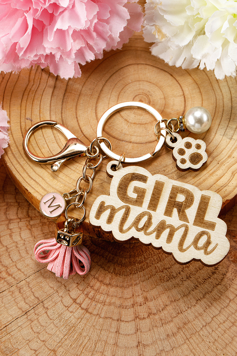 Pink Girl Mama Dog Claw Pearl Tassel Keychain Other Accessories JT's Designer Fashion