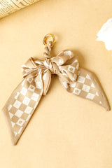 Smoke Gray Checkered Flower Bow Knot Keychain Other Accessories JT's Designer Fashion
