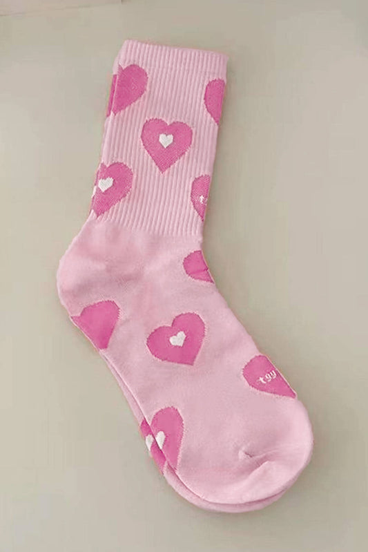 Pink Sweet Heart Pattern Valentines Fashion Socks Socks JT's Designer Fashion