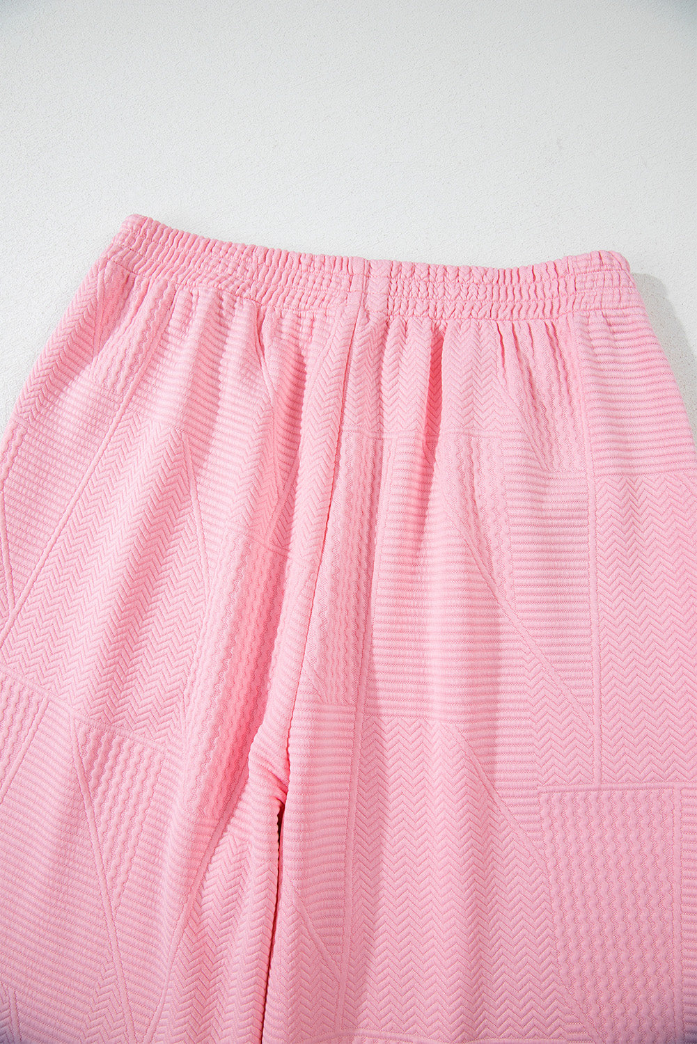 Pink Textured Pearled Ruffled Sleeve Wide Leg Pants Set Pant Sets JT's Designer Fashion