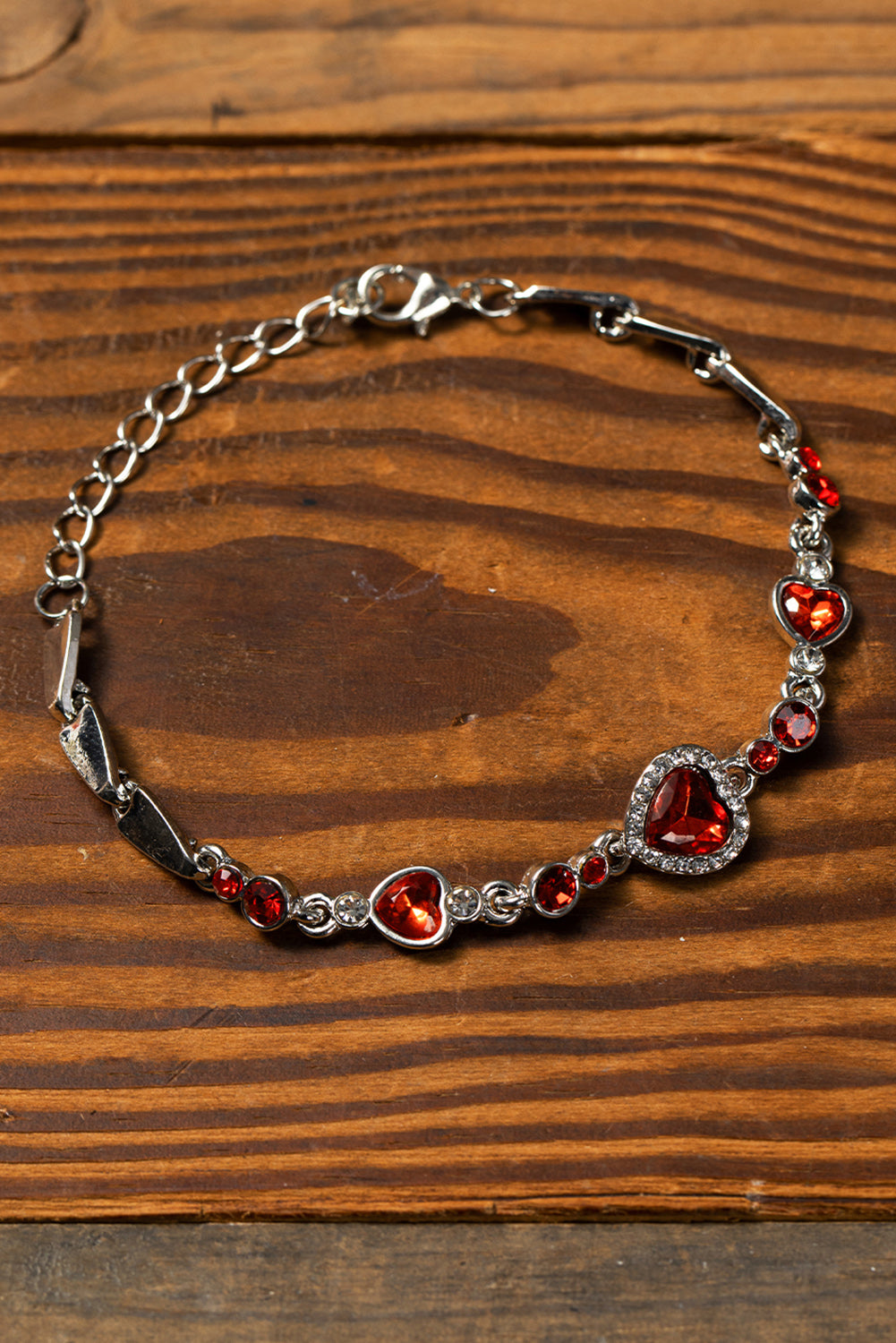 Fiery Red Heart-shape Gem Valentines Fashion Bracelet Jewelry JT's Designer Fashion