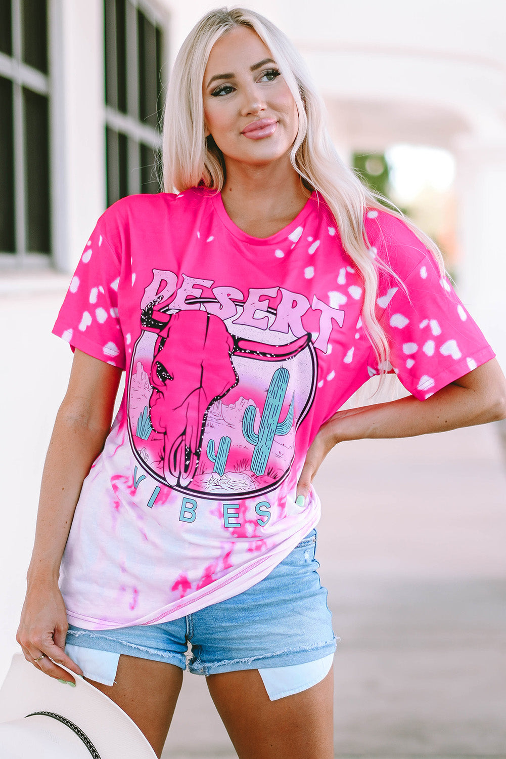 Rose EASTER VIBES Skull Graphic Print Oversized T Shirt Graphic Tees JT's Designer Fashion