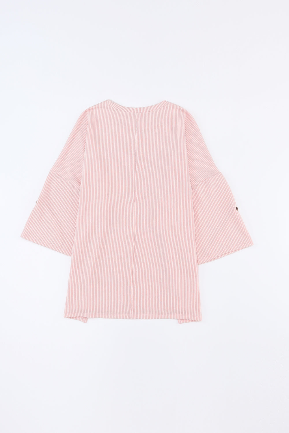 Pink Ribbed Roll-tab Sleeve Chest Pocket Oversize Top Long Sleeve Tops JT's Designer Fashion