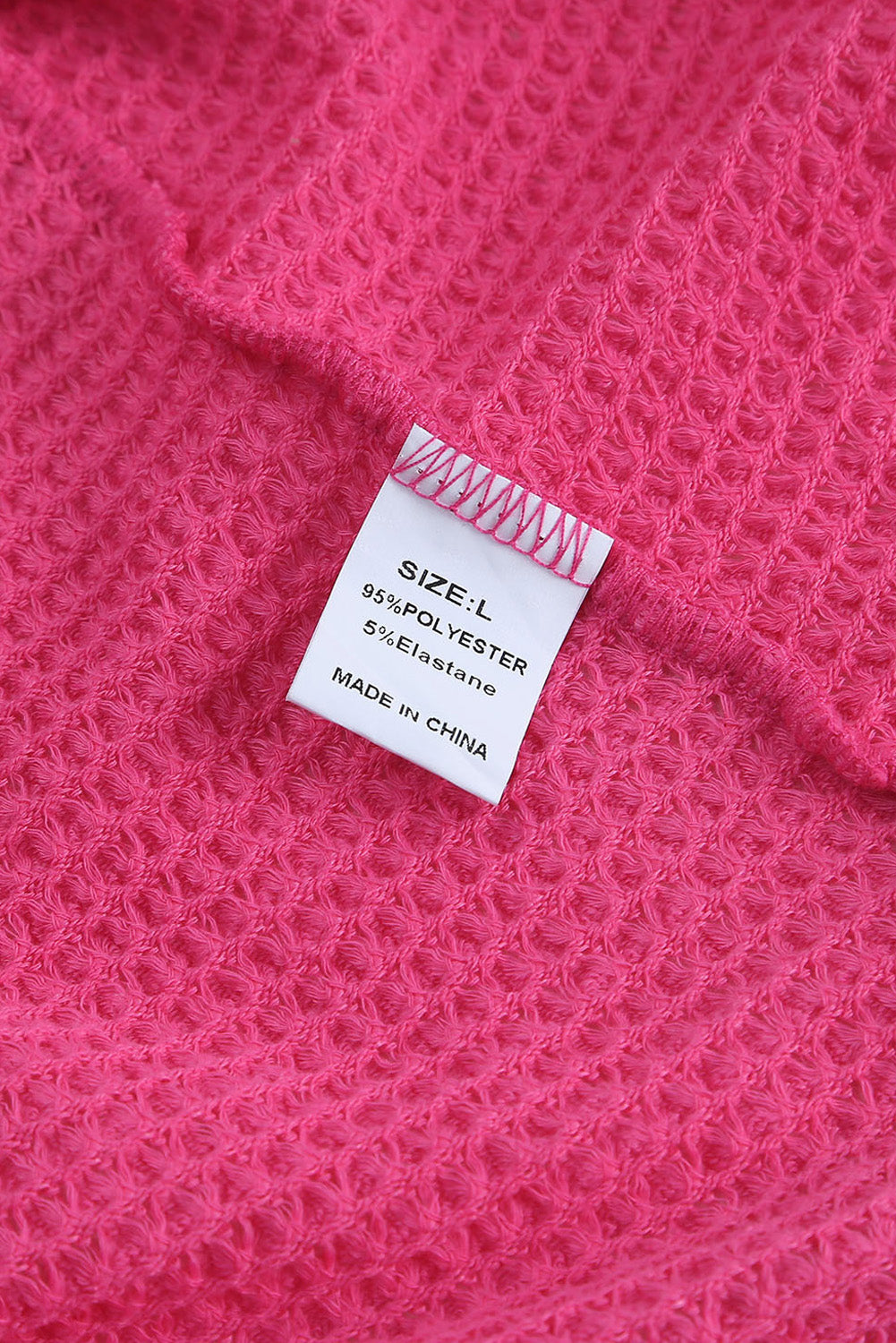 Pink Waffle Knit Button Up Casual Shirt Blouses & Shirts JT's Designer Fashion