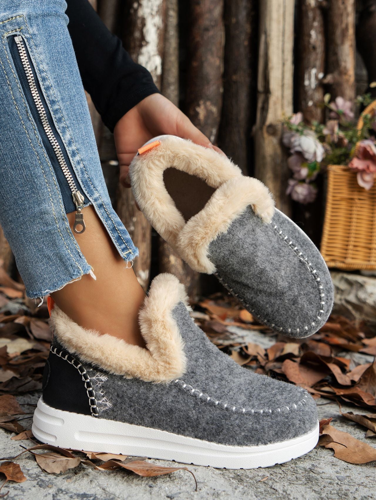 Furry Suede Round Toe Flat Sneakers Shoes JT's Designer Fashion