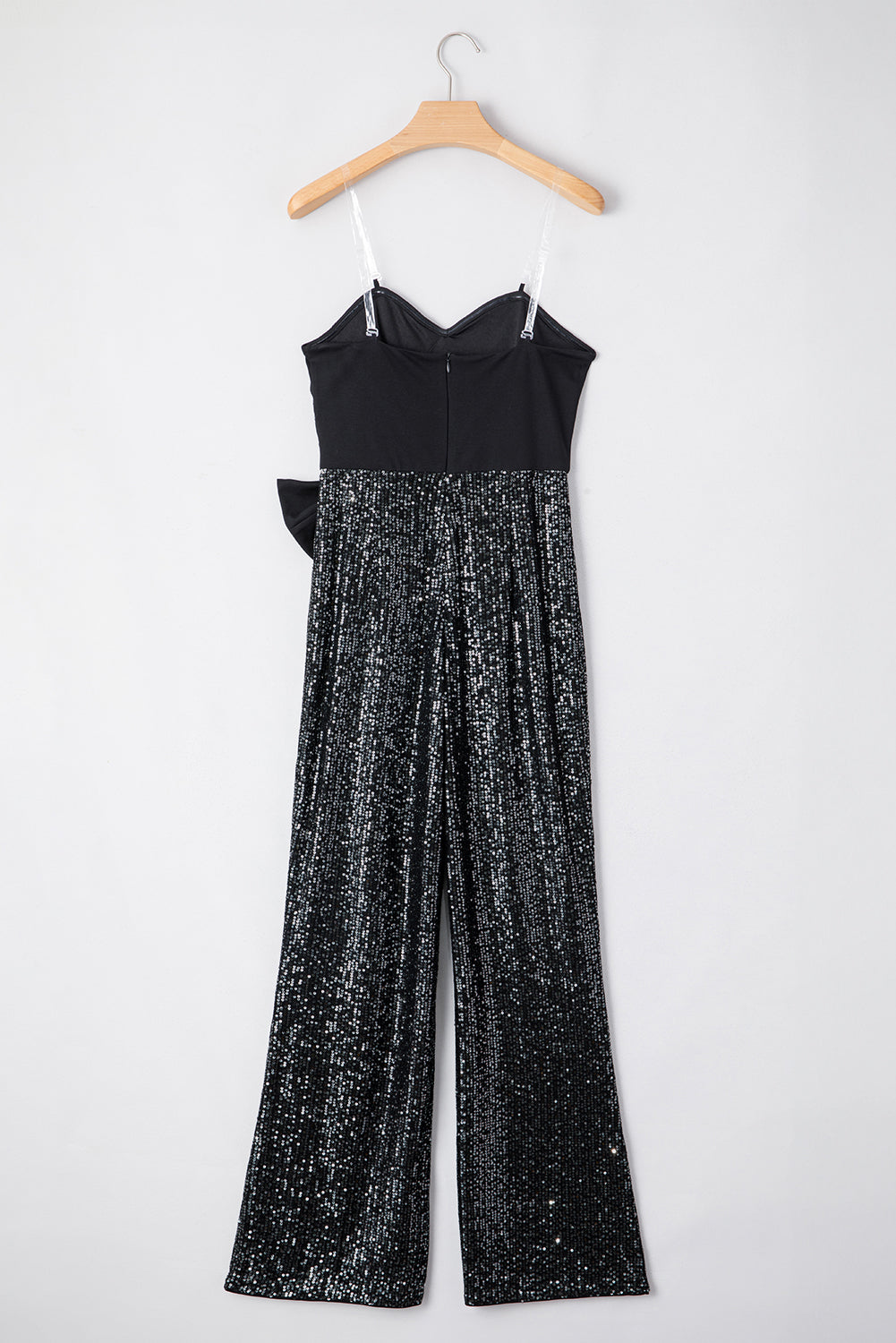 Black Sequined Tube Top Waist Knot Wide Leg Jumpsuit Jumpsuits & Rompers JT's Designer Fashion