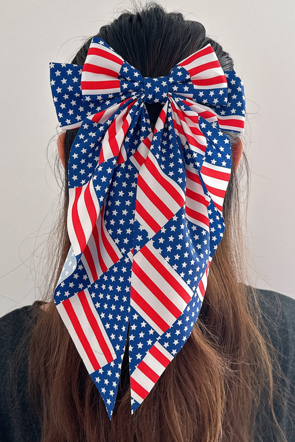 Dark Blue American Flag Large Bow Knot Hair Clip Headwear JT's Designer Fashion