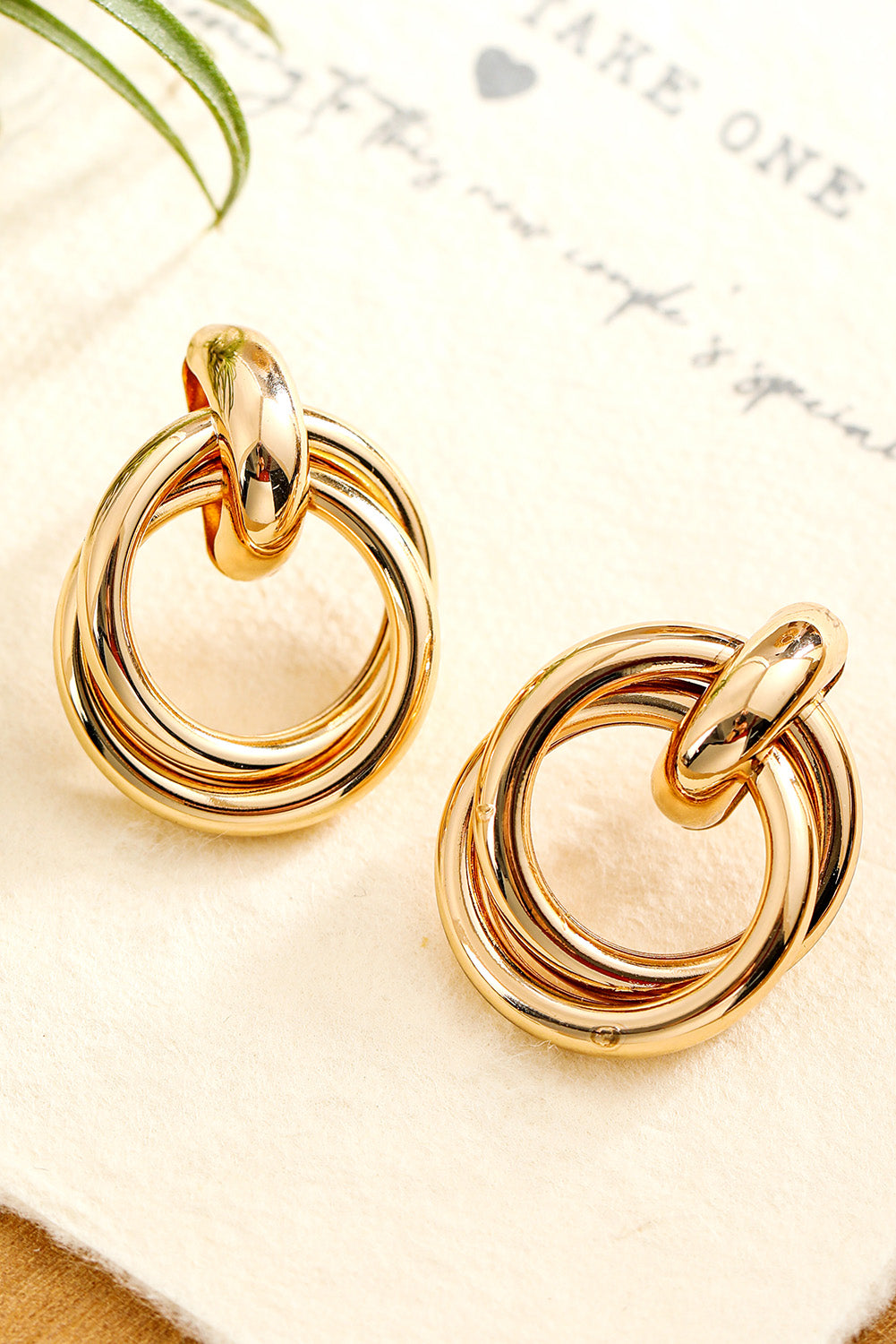 Gold Circles Plated Alloy Stud Earrings Jewelry JT's Designer Fashion