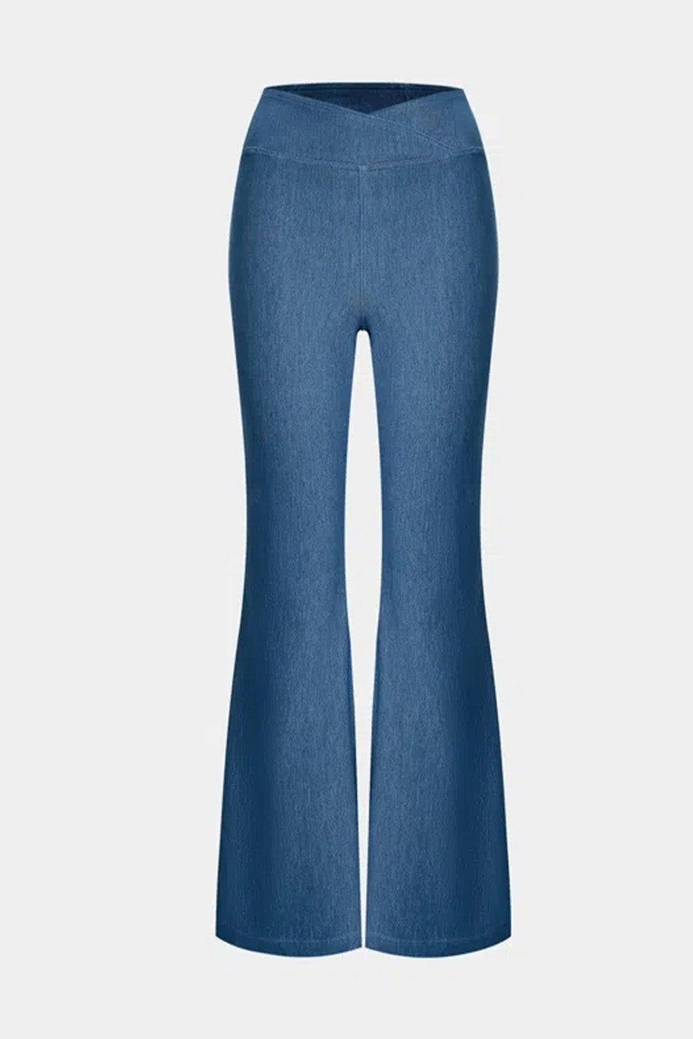 Sail Blue Crossover High Waist Fit and Flare Jeans Bottoms JT's Designer Fashion