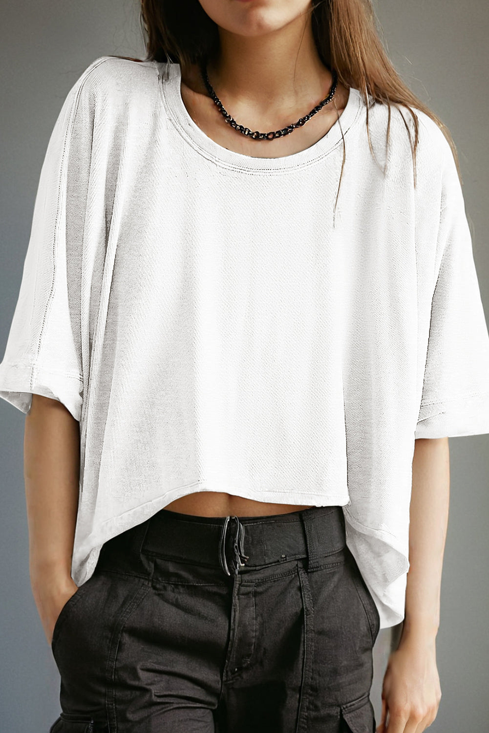 White Summer Lightweight Knit Loose High-low Top Pre Order Tops JT's Designer Fashion