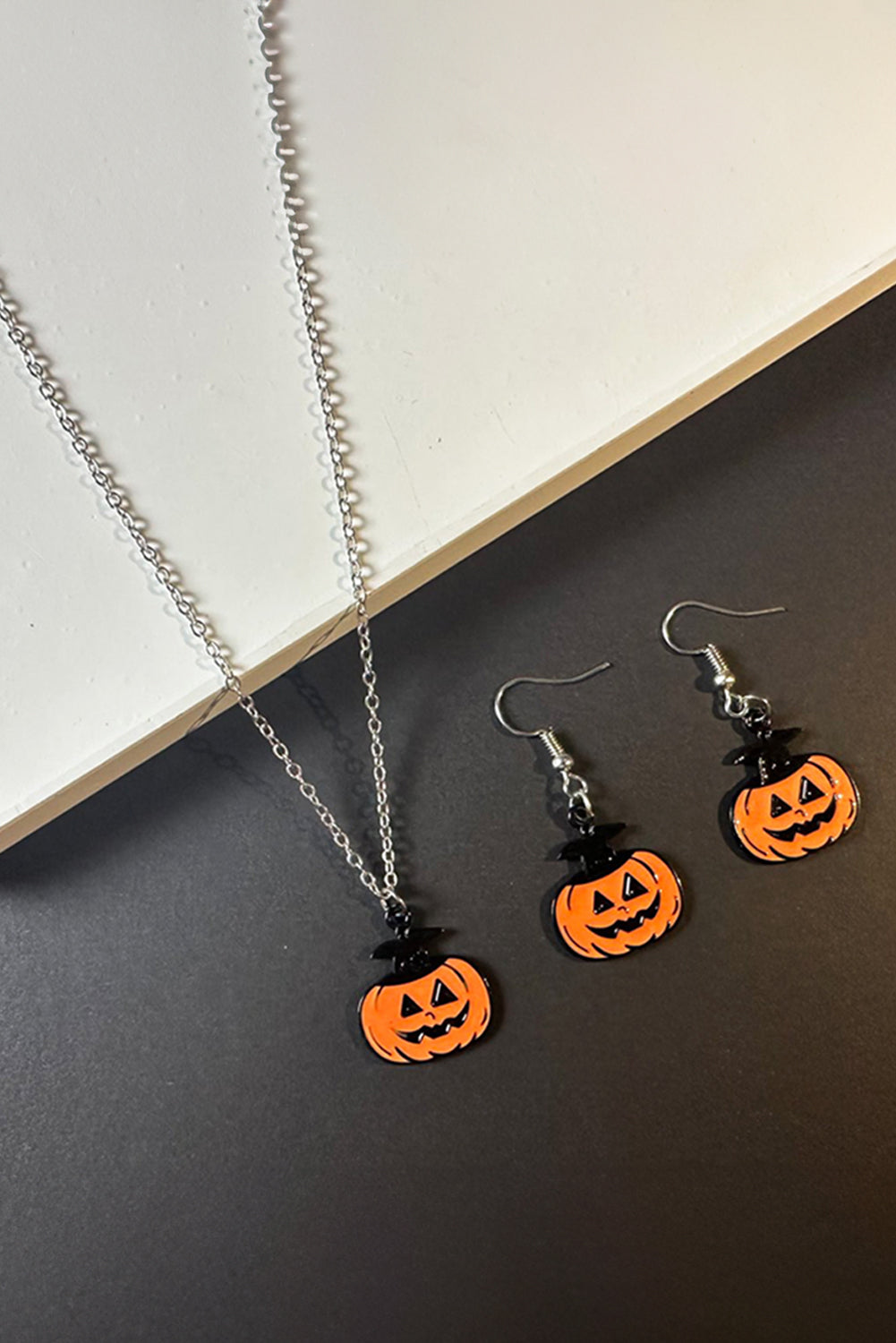 Carrot Pumpkin Face Halloween Necklace Earrings Jewelry Set Jewelry JT's Designer Fashion