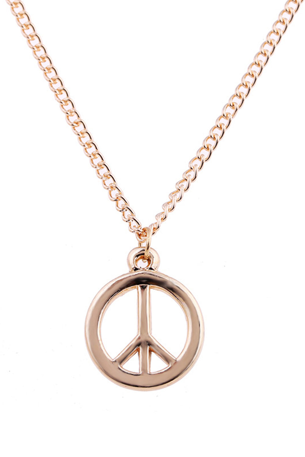 Gold Peace Sign Pendant Necklace Jewelry JT's Designer Fashion