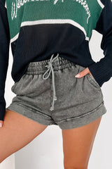 Philippine Gray Mineral Wash Pocketed Drawstring High Waist Casual Shorts Bottoms JT's Designer Fashion