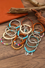 Turquoise Western Pattern Turquoise Beaded Multi Layer Bracelet Set Jewelry JT's Designer Fashion