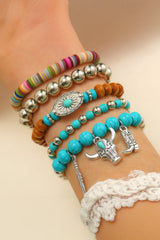 Turquoise Western Pattern Turquoise Beaded Multi Layer Bracelet Set Jewelry JT's Designer Fashion